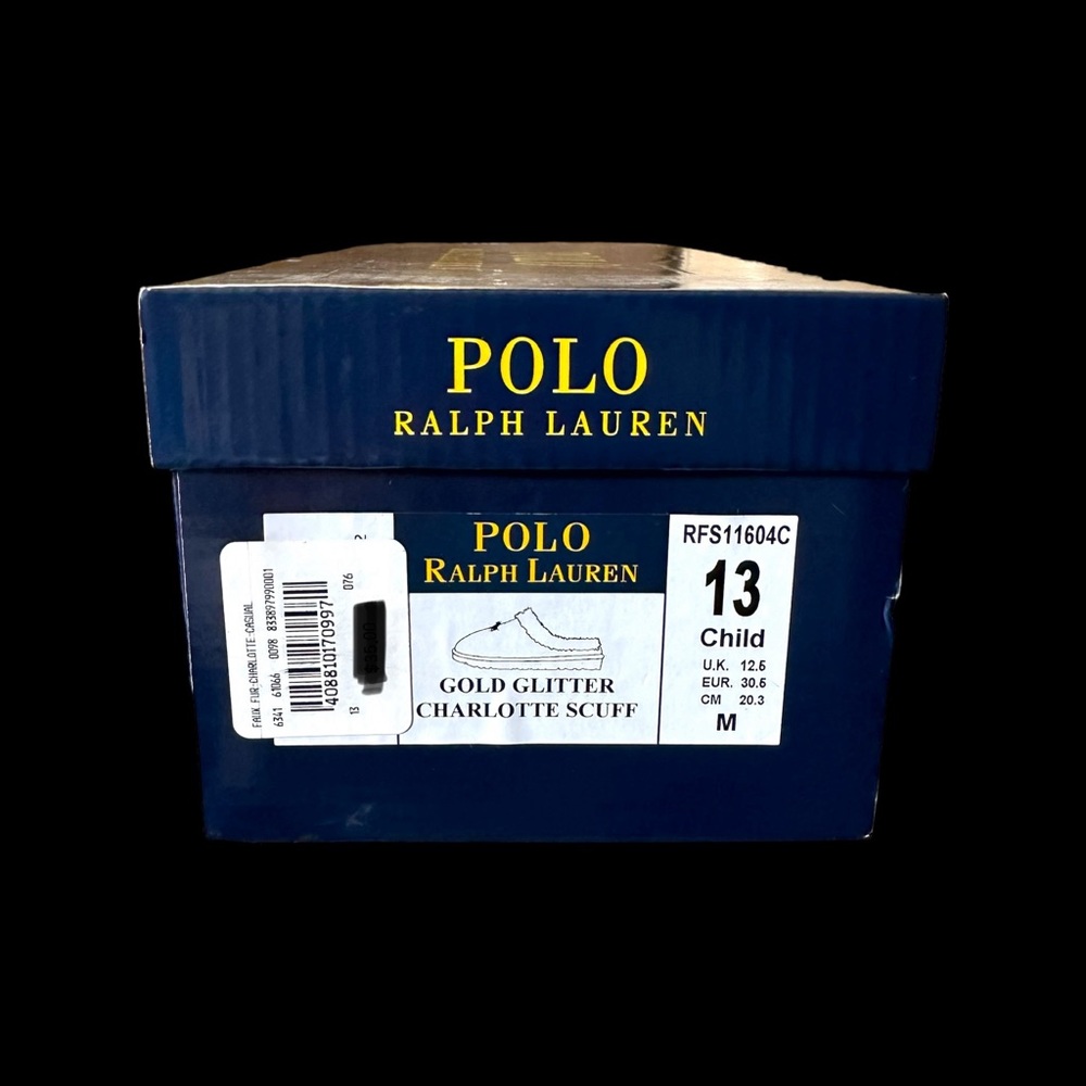 NWT Polo Ralph Lauren Gold Glitter Charlotte Scuff Slippers 13 (Little Kid) - Picture 10 of 10